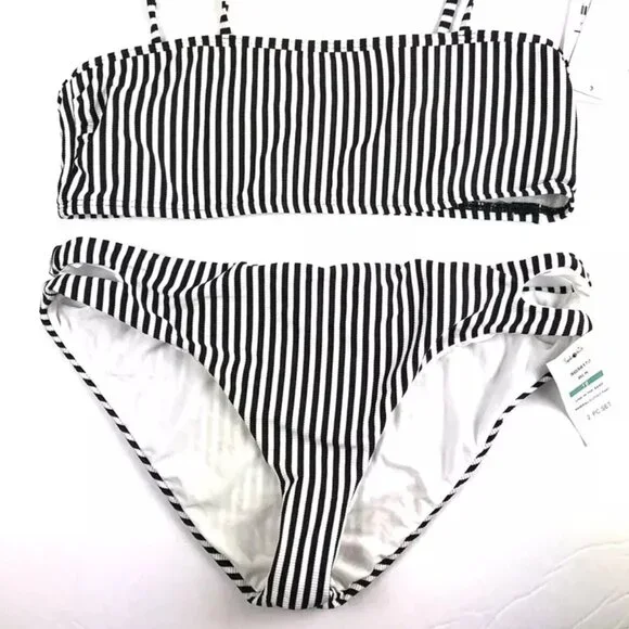 Splendid Girl’s Size 16 White/Black Striped Bikini Swimsuit Set